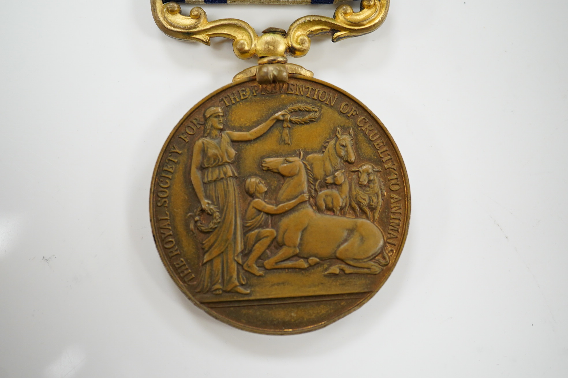 A bronze RSPCA Medal for Meritorious Service to Animals, to Monsieur Desire Villeval